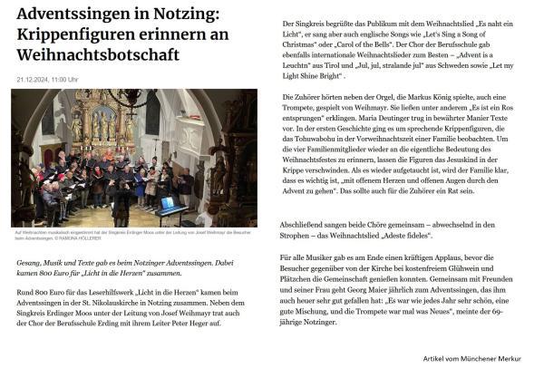Pressebericht Adventssingen Dezember 2024